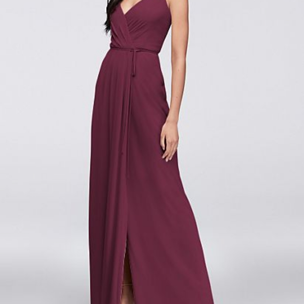 David's Bridal Long Georgette Bridesmaid Wrap Dres